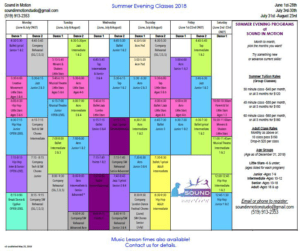 Summer Class Schedule